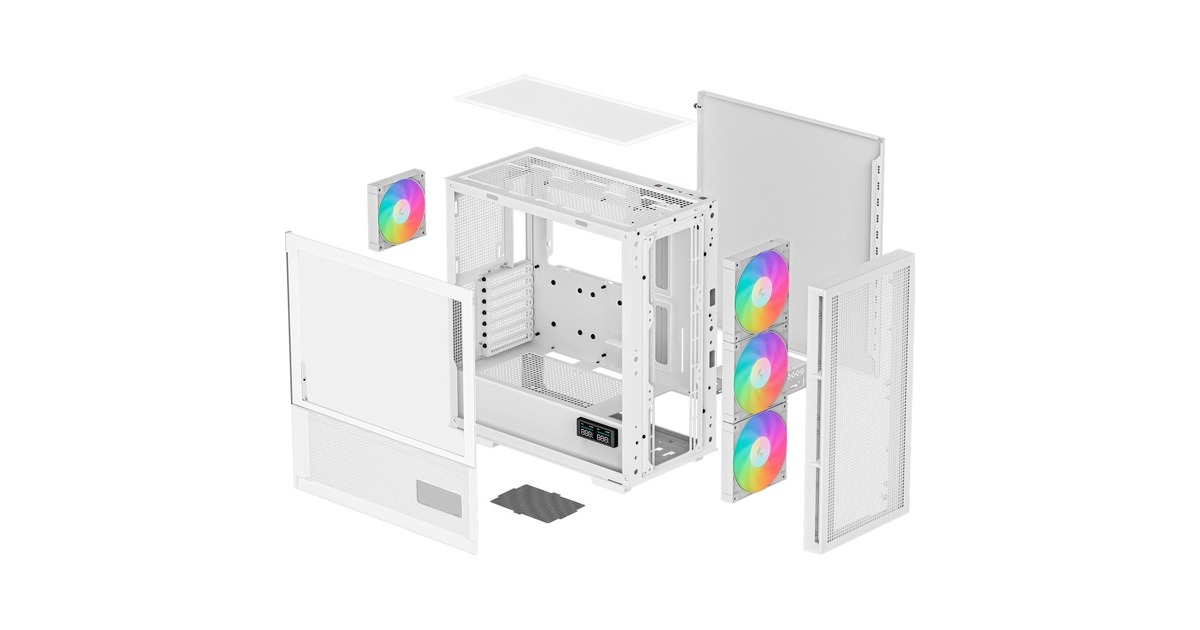 DeepCoolCH560 Digital midi tower behuizing  (Wit | 1x USB-A | 1x USB-C | RGB | Window)