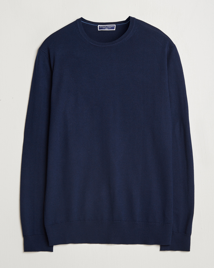 Charles Tyrwhitt Pure Merino Crew Neck Jumper Navy