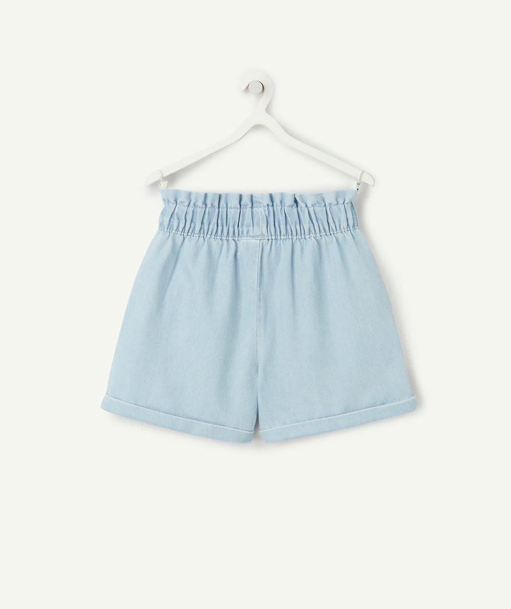short fille en denim low impact avec noeud