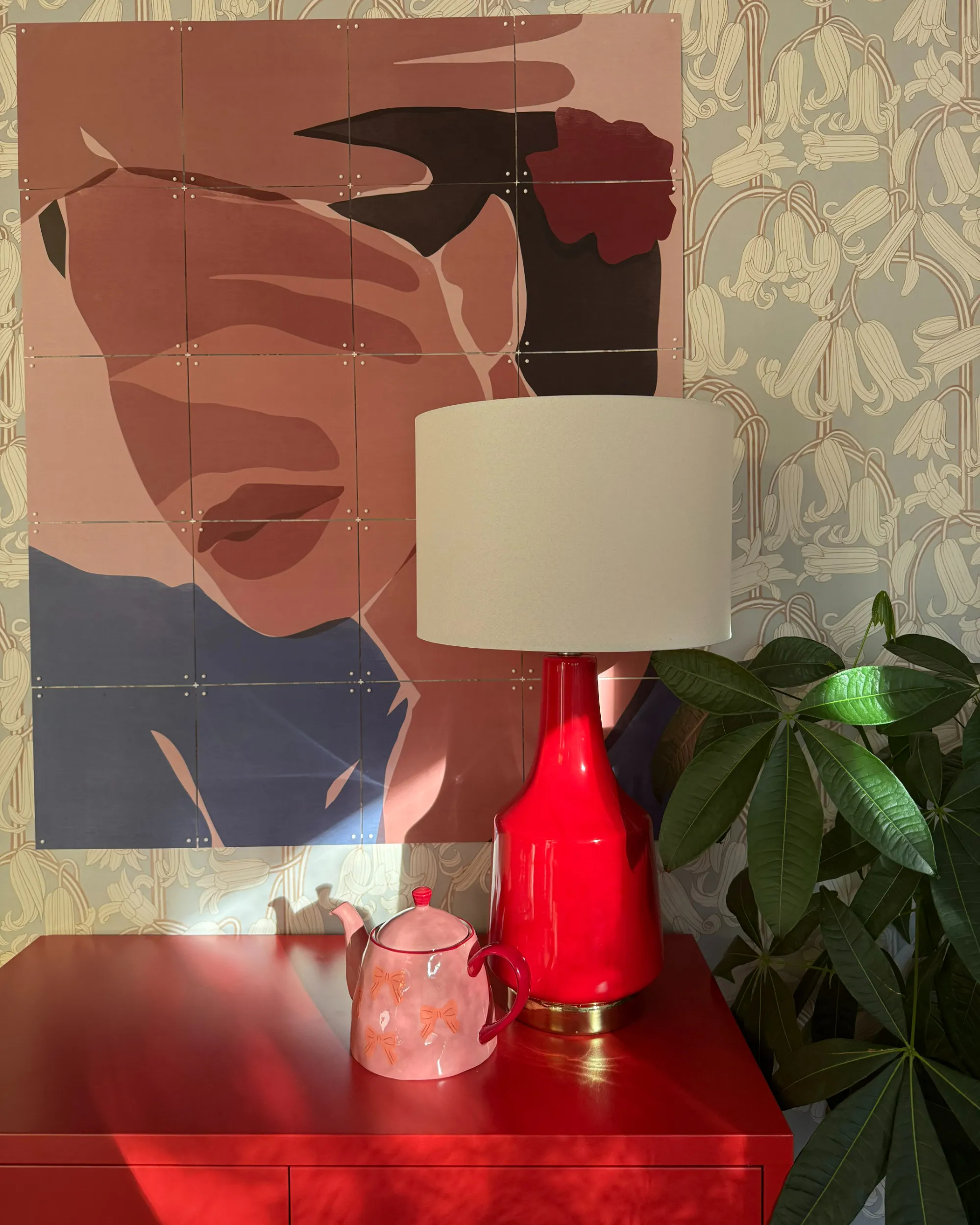 Tafellamp TRIVERSA Keramiek Rood
