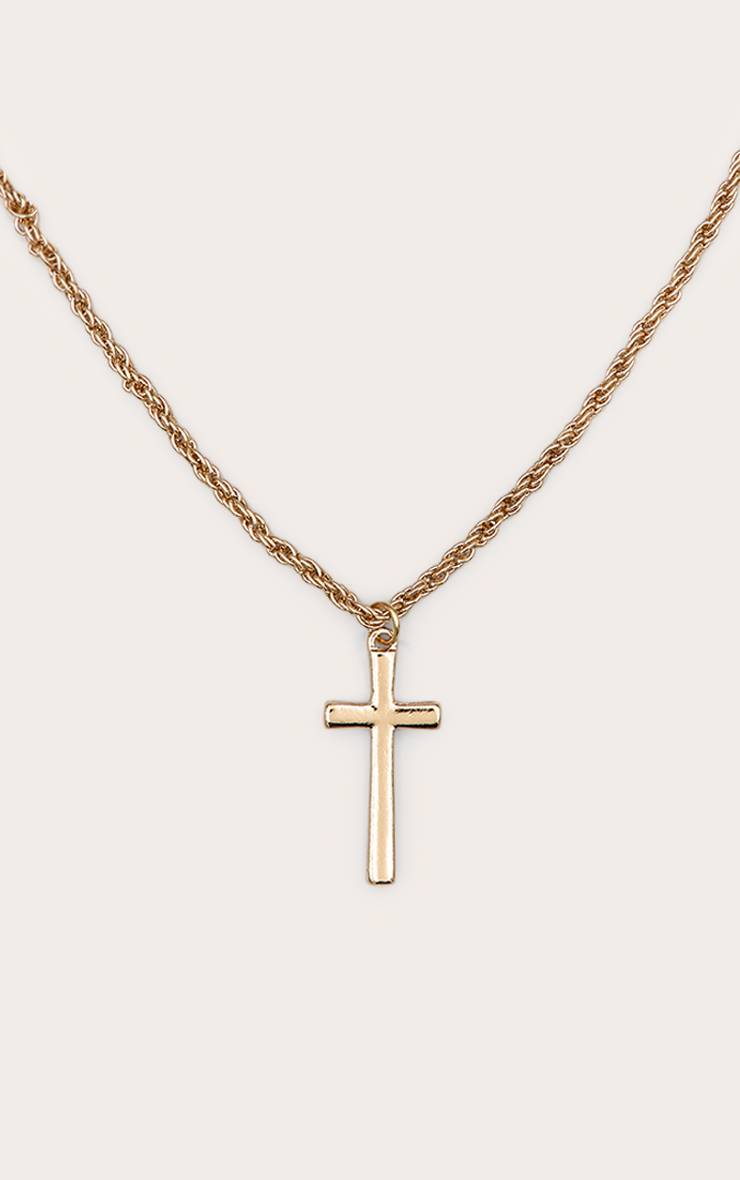 Doré Collier Pendentif Croix Chaîne Épaisse