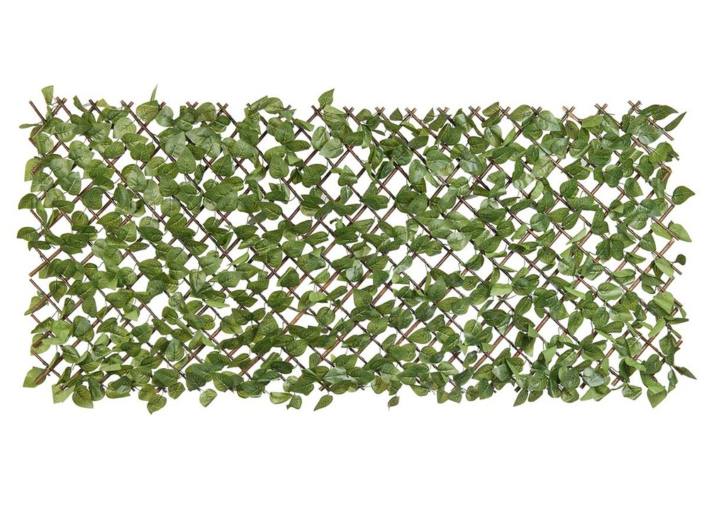 Treillis extensible en osier avec feuillage pe laurier palme 180 x 90 cm