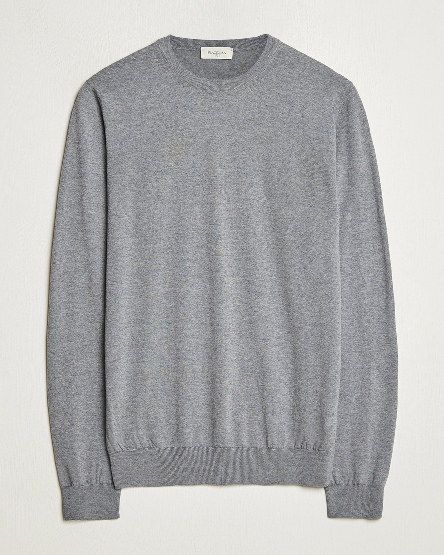 Piacenza Cashmere Merino Wool Crew Neck Sweater Light Grey