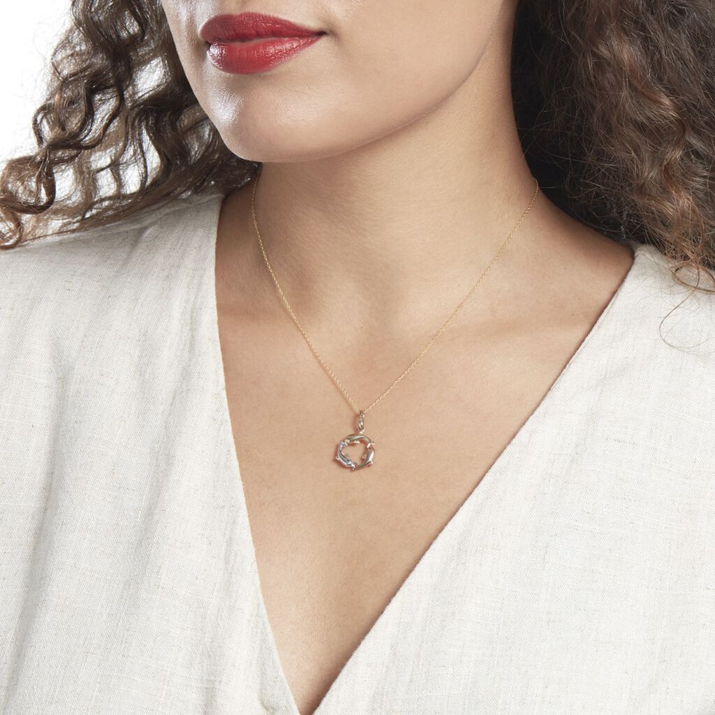 Pendentif Haizia Trio Dauphins Or Tricolore