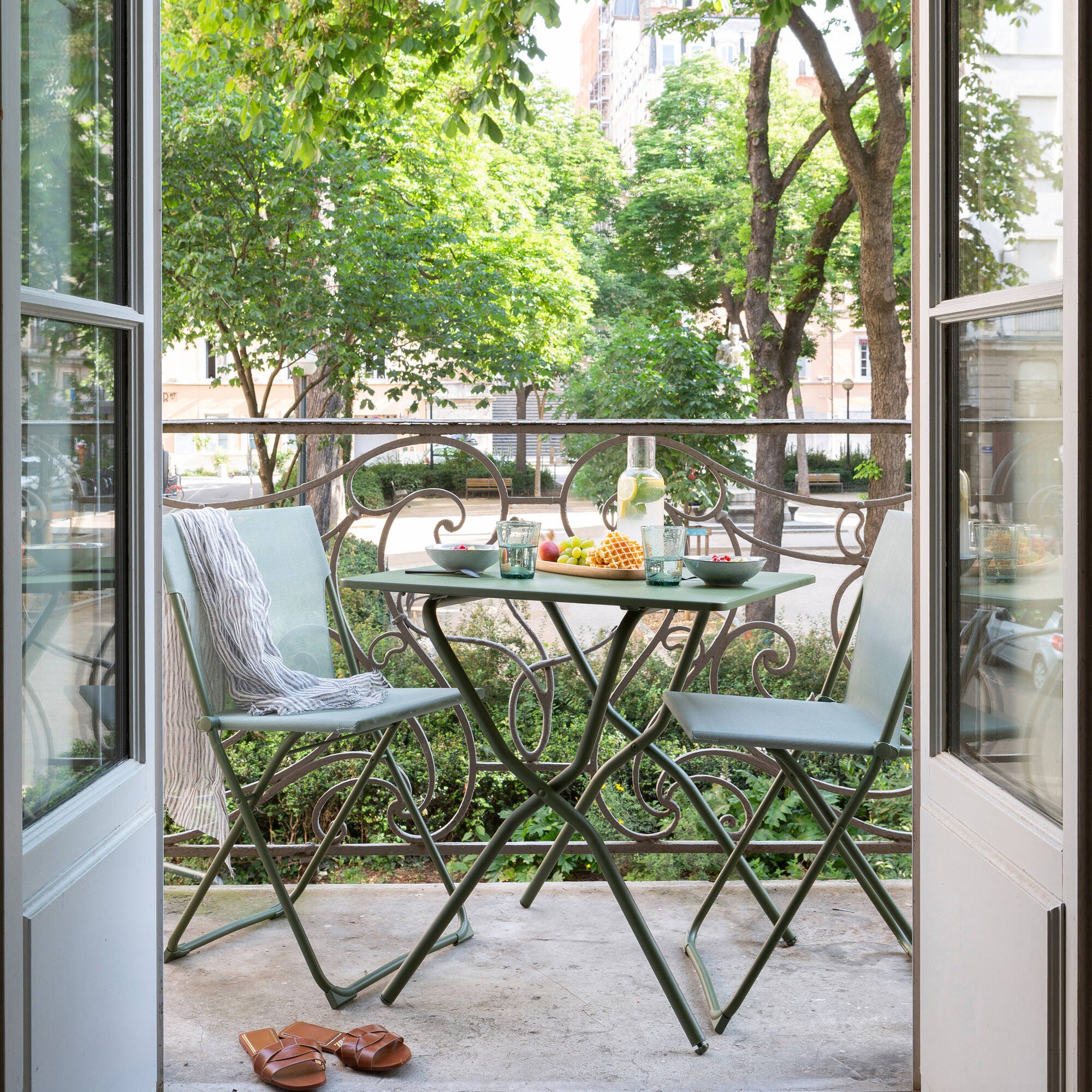 Faltbarer Gartentisch 64*70*72cm Balcony Stahl Grün Moss