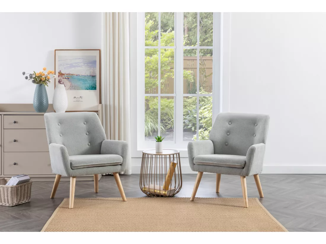 Fauteuil en tissu gris SERINO