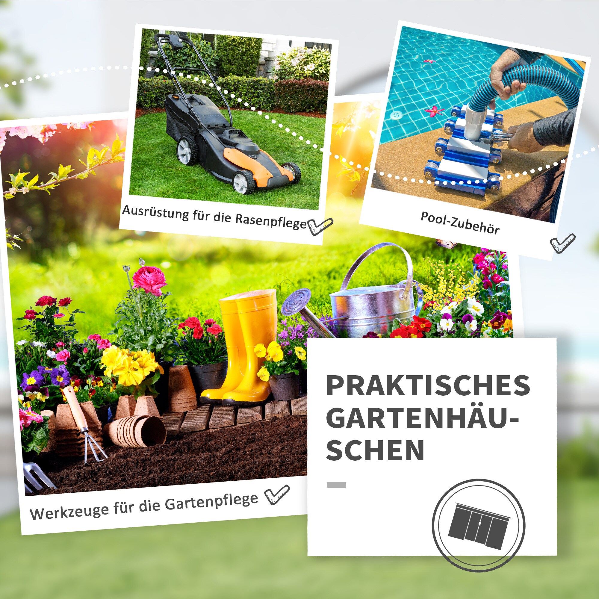 Outsunny Geräteschuppen mit Schiebetür 277 x 130 x 173 cm (BxTxH)