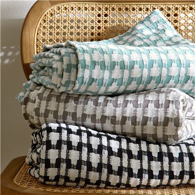 Plaid et jetés bicolores tissés jacquard