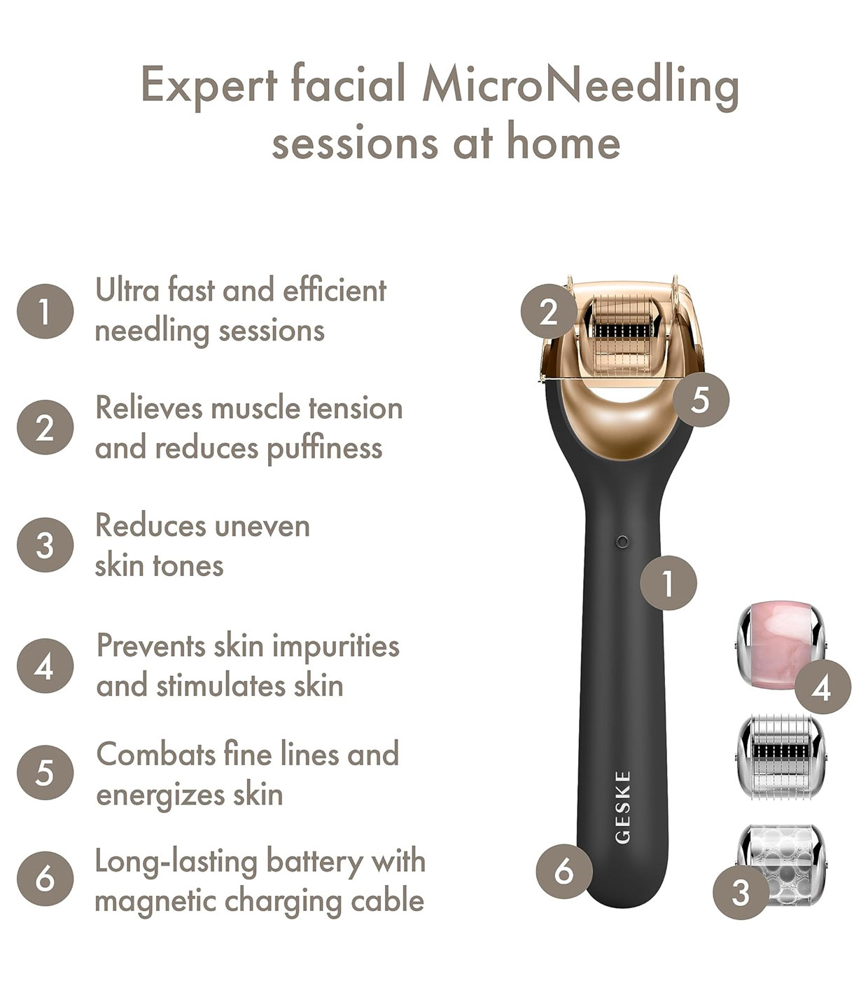 GESKE - Rolo facial de microagulhas 9 em 1 - Ouro Preto
