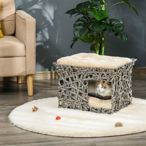 Cama de dois andares para gatos PawHut, multicolorida