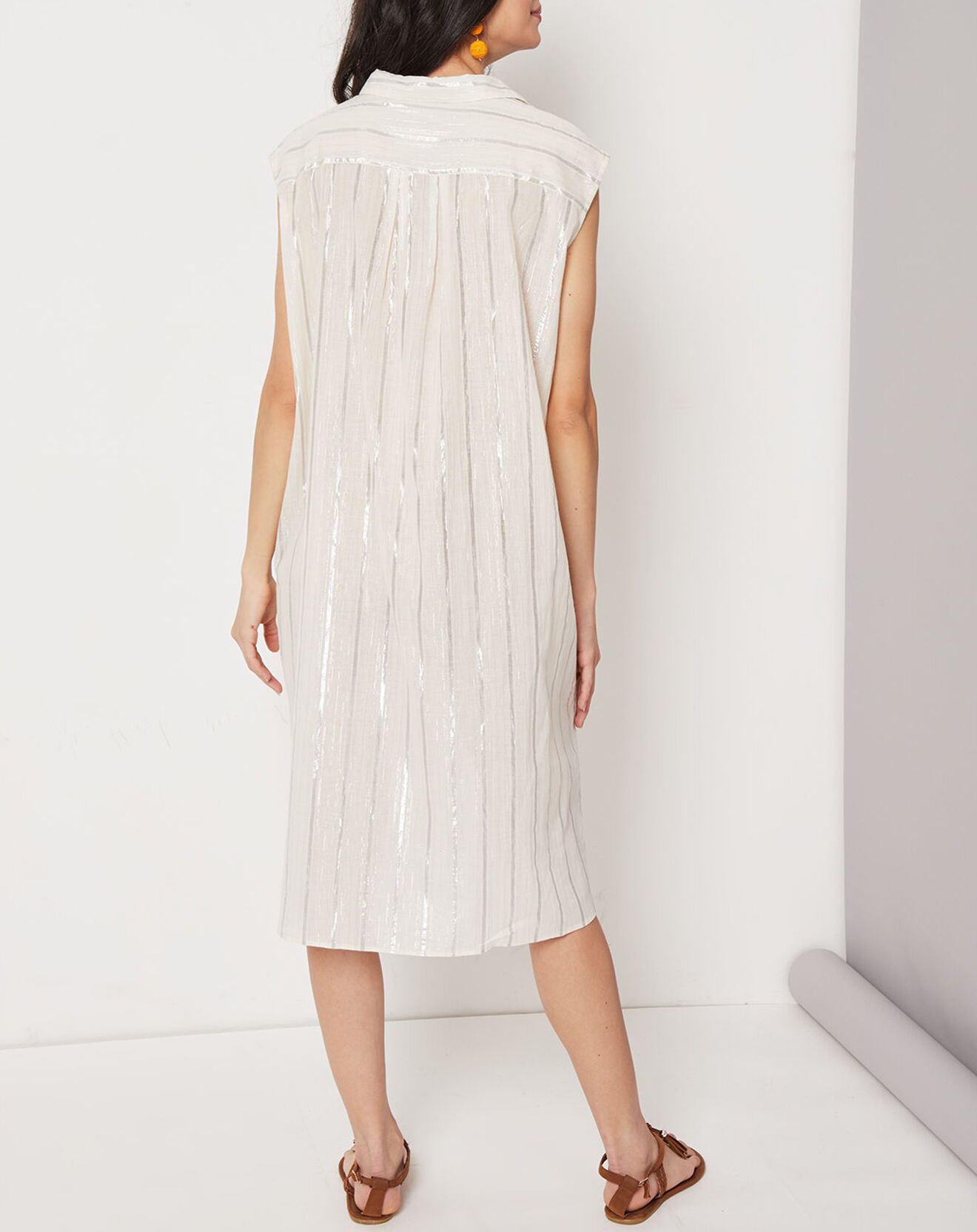 Suncoo Robe Candice à rayures blanc/argenté