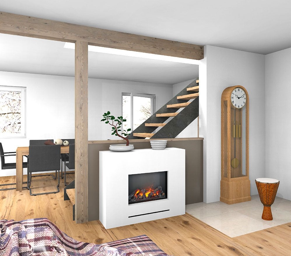 GLOW FIRE Elektrische haard 'Lessing' | Waterdamphaard met kachel in wit als vrijstaande haard | HxBxD: 90x110x35 cm