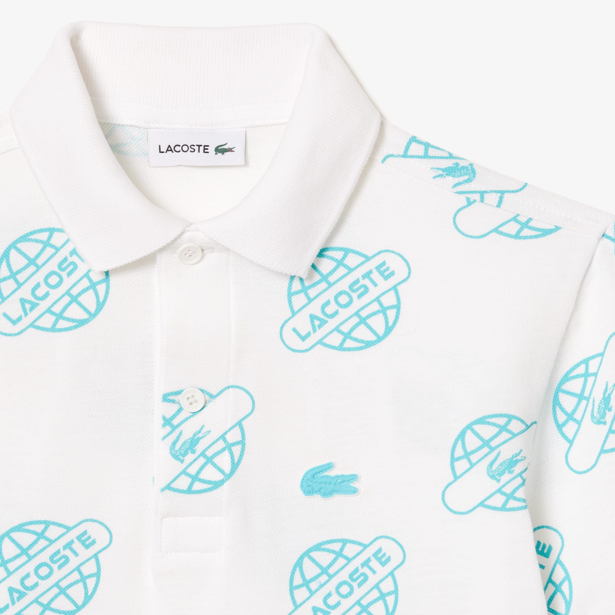 Polo avec imprimé en mini piqué de coton Polos - Blanc - Lacoste - Garçon