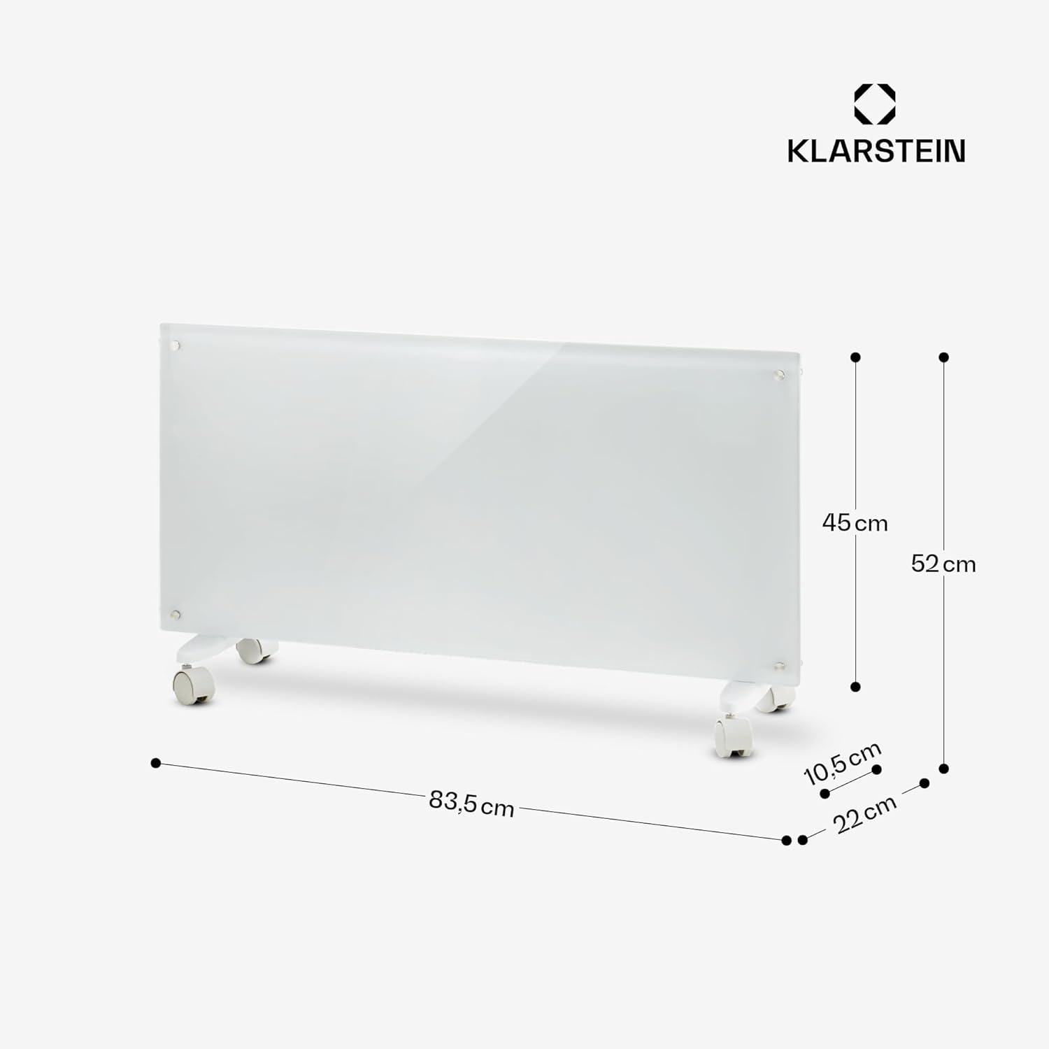Klarstein Elektroheizung, Konvektor-Heizung mit Bodenrollen, Mobile Elektroheizung Energiesparend, Schlanke, Leise Heizung Elektrisch, Standgerät Heizkörper Elektrisch mit Thermostat, 2000 W