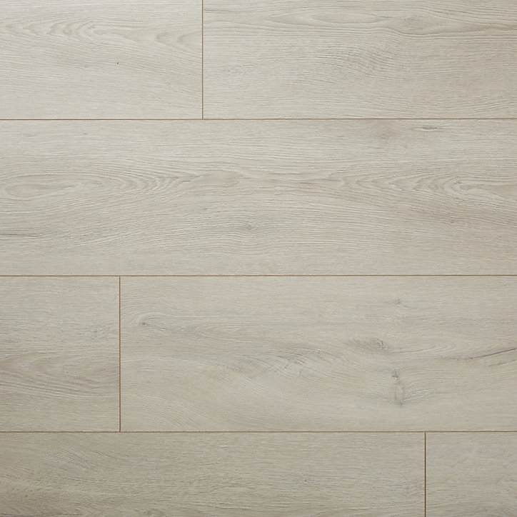 Sol stratifié à clipser Newlyn chêne polaire gris L.138 x l.24.4 cm x Ep.10 mm GoodHome
