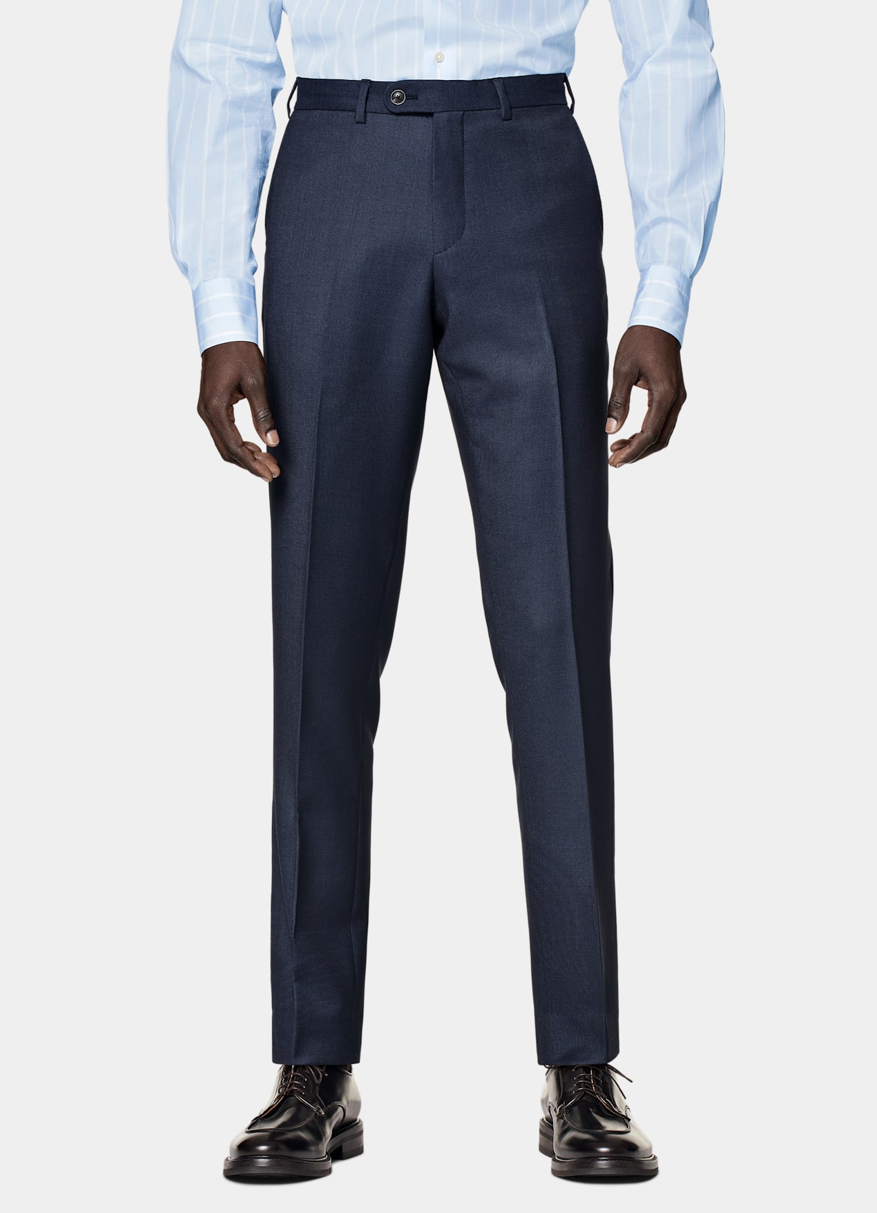 Pantalon de costume Slim Leg Straight bleu marine œil-de-perdrix