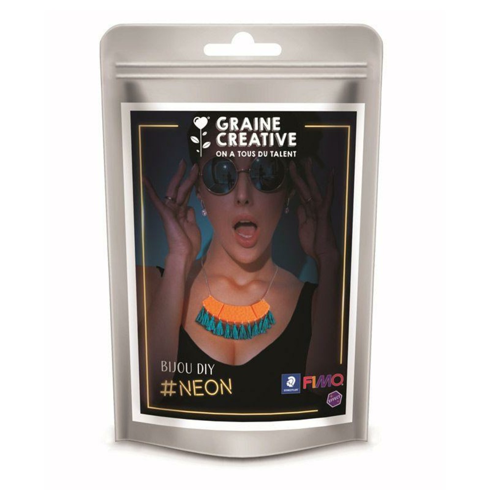 Kit pâte polymère fluo - faire son collier plastron orange fluo