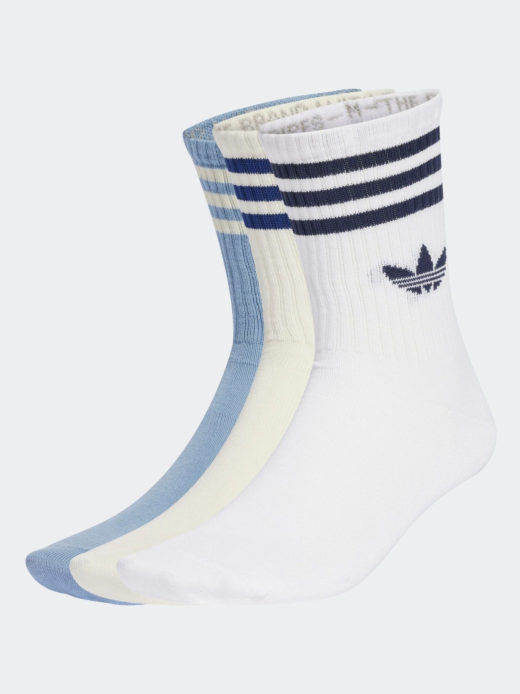Lichtwit - Adidas Originals 3-Strepen Crew Sokken 3 paar