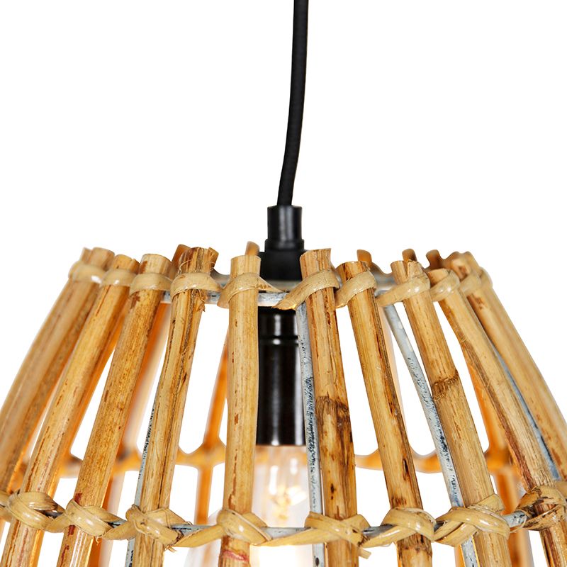 Hanglamp bamboe met wit langwerpig 3-lichts - Canna Capsule
