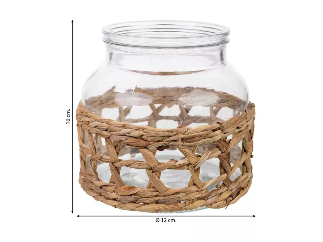 Vase en verre doublé de fibres naturelles