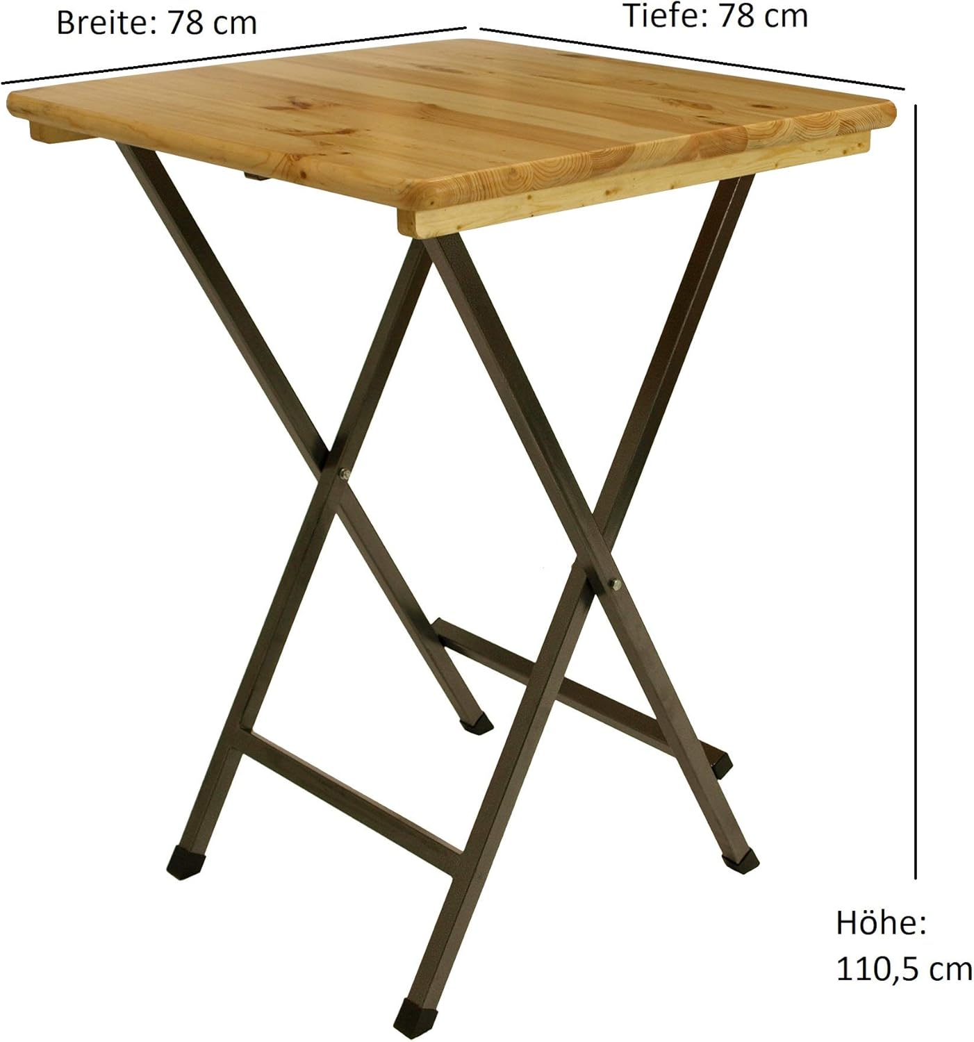 DEGAMO Stehtisch ZÜRICH 78x78cm quadratisch, Stahlgestell + Holzplatte, klar lackiert