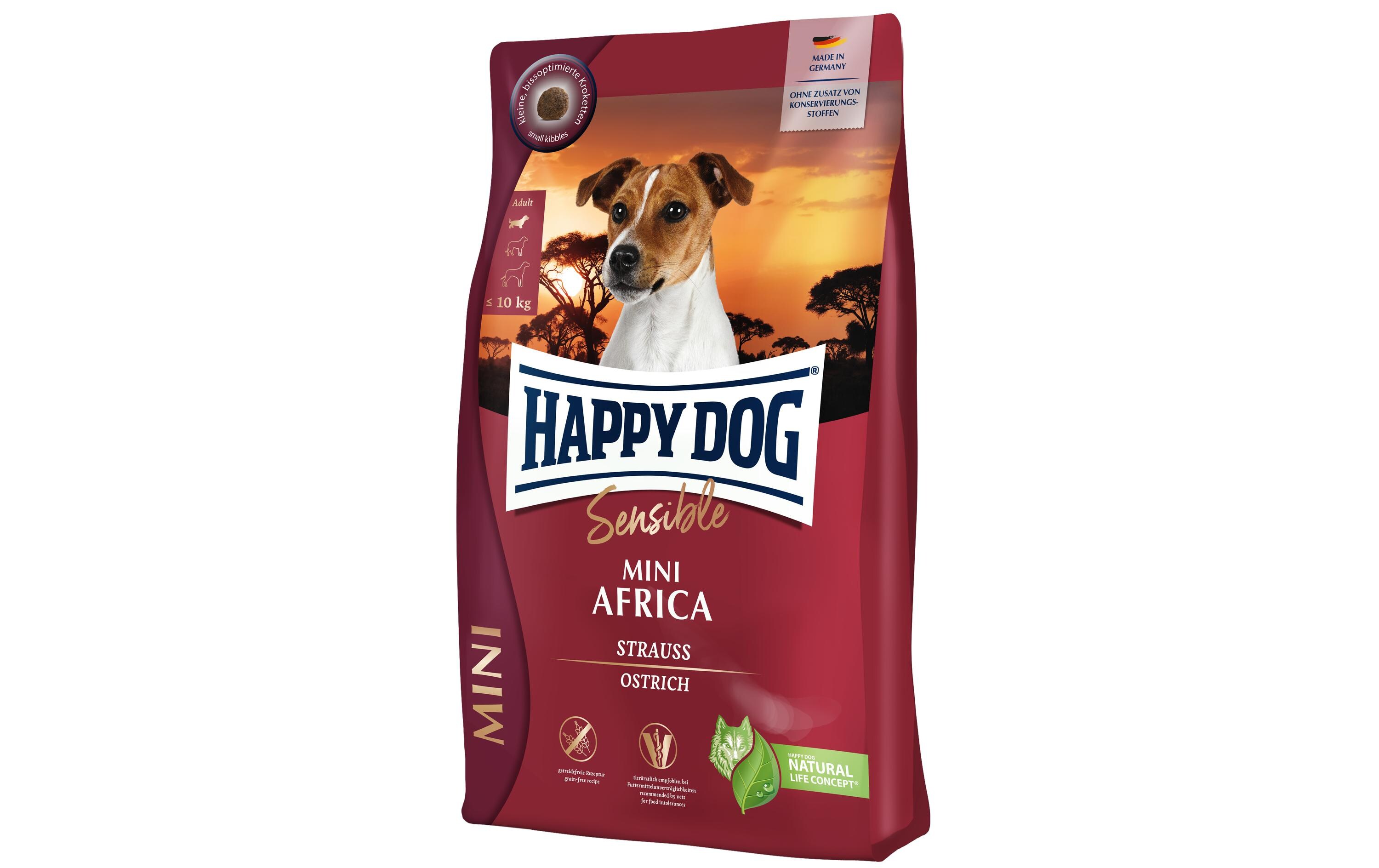 Trockenfutter Sensible Mini Africa, 4 kgAlleinfuttermittel für ausgewachsene, normalaktive Hunde bis 10 kg