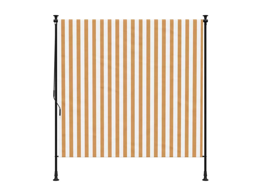 Store roulant d'extérieur orange et blanc 150x270cm tissu acier