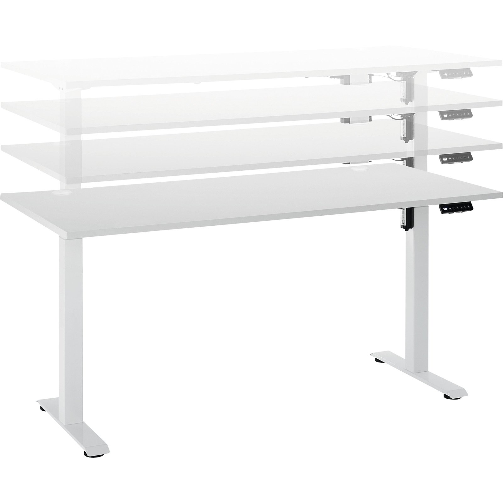 Schreibtisch Flex elektrisch höhenverstellbar Dekor weiss 160 x 74-117 x 77 cm