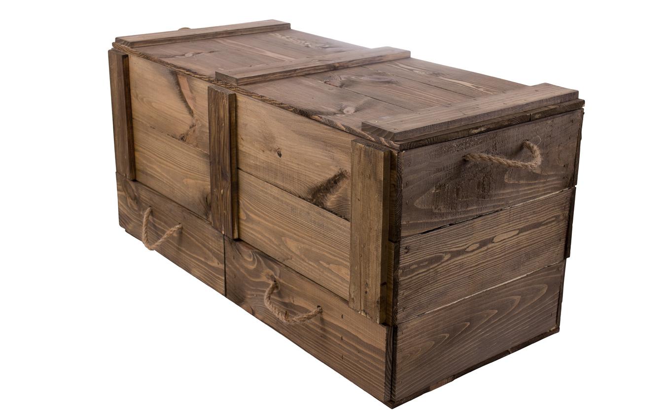 Truhe Vintage Braun, 85 x 40 cm<br>Holztruhe mit 2 Schubladen