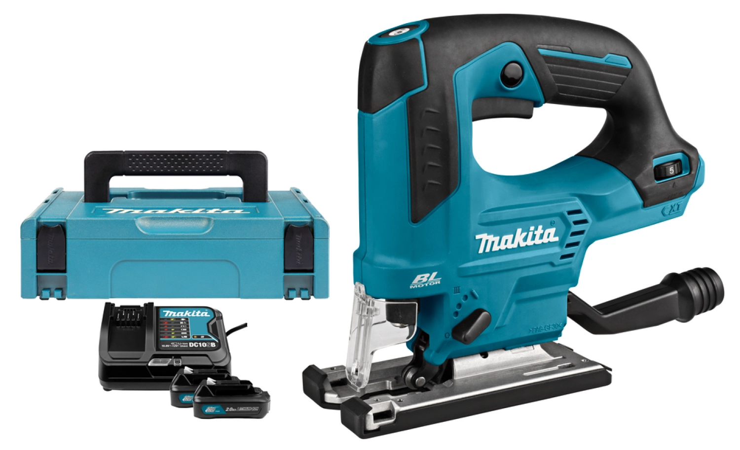 Makita JV103DSAJ 10.8V Li-Ion Accu decoupeerzaag set (1x 2.0Ah accu) in Mbox - D-greep - variabel - koolborstelloos