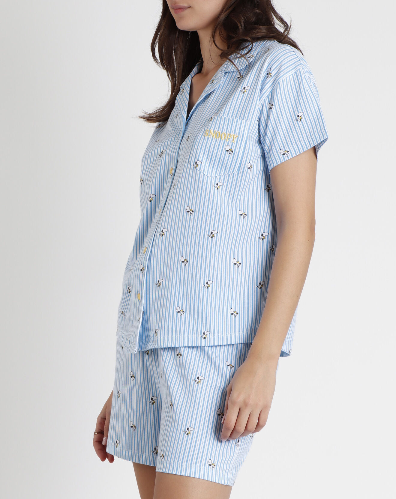 Peanuts Pyjama Chemise & Short Violette bleu