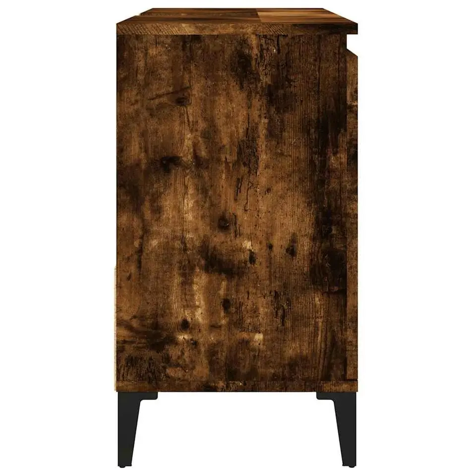 vidaXL - Gerookt eiken Wastafelonderkast - 1 deur 2 lades - Hout - 65x33x60 cm