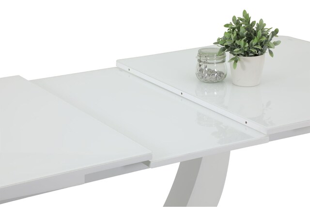 Tisch Maria Weiß/Edelstahl 160(200)x76x90