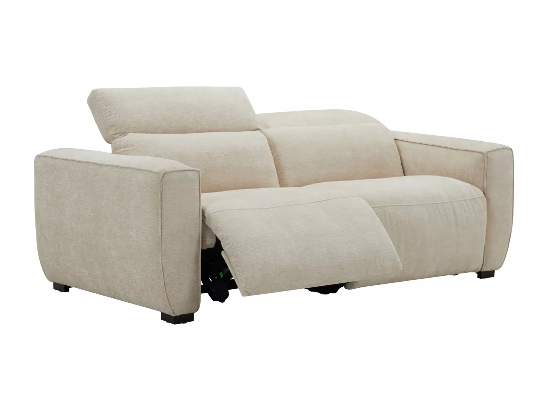 Canapé 3 places et fauteuil relax électrique en tissu beige LAGUNDI