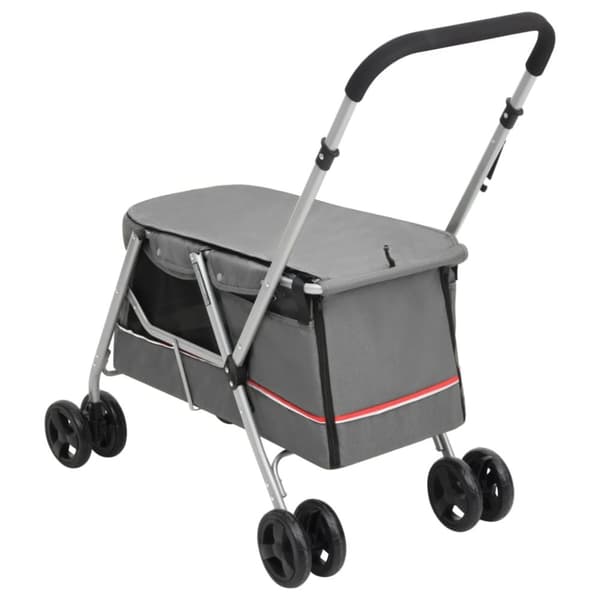 vidaXL Hundevogn sammenleggbar grå 100x49x96 cm linstoff