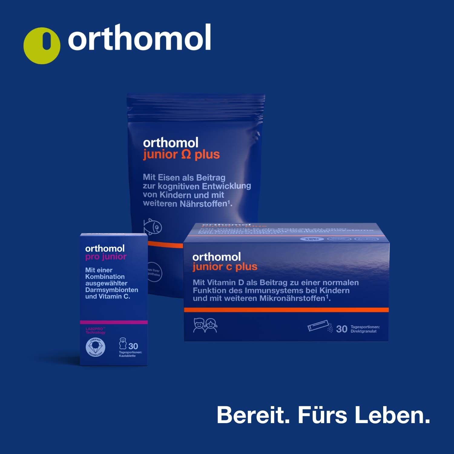 Orthomol Pro junior - enthält eine Kombination ausgewählter Darmsymbionten und Vitamin C - Kautabletten