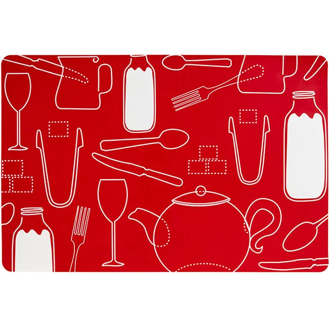 Set de table Ustensiles de cuisine rouge et blanc