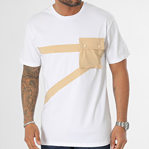 Tee Shirt Poche Blanc Beige