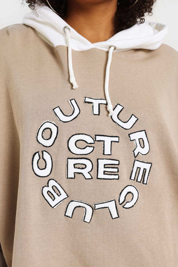 Couture Club Double Layered T-Shirt Hoodie Dames Beige/Wit