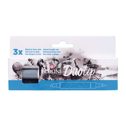 Talens ECOLINE® Duotip Marker Schwarz-Grau-Set