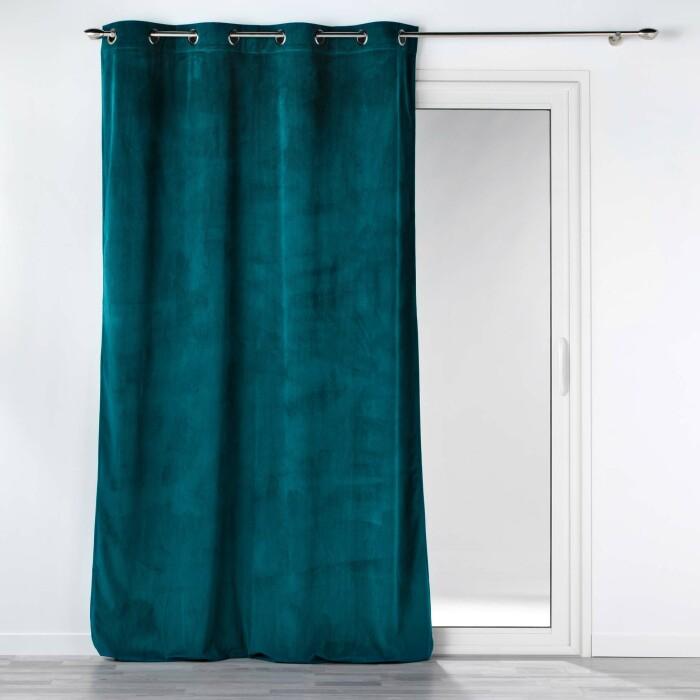 RIDEAU OEILLETS 140X260CM VELOURS COTELE CASUAL PETROLE