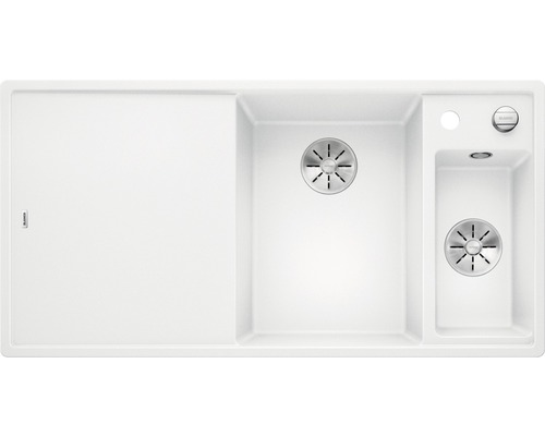 Blanco AXIA III 6 S spoelbak, 1000 x 510 mm, wit, zonder multifunctionele kom, 523477, 1 kom, kom rechts, met secundaire kom, met afdruipgedeelte