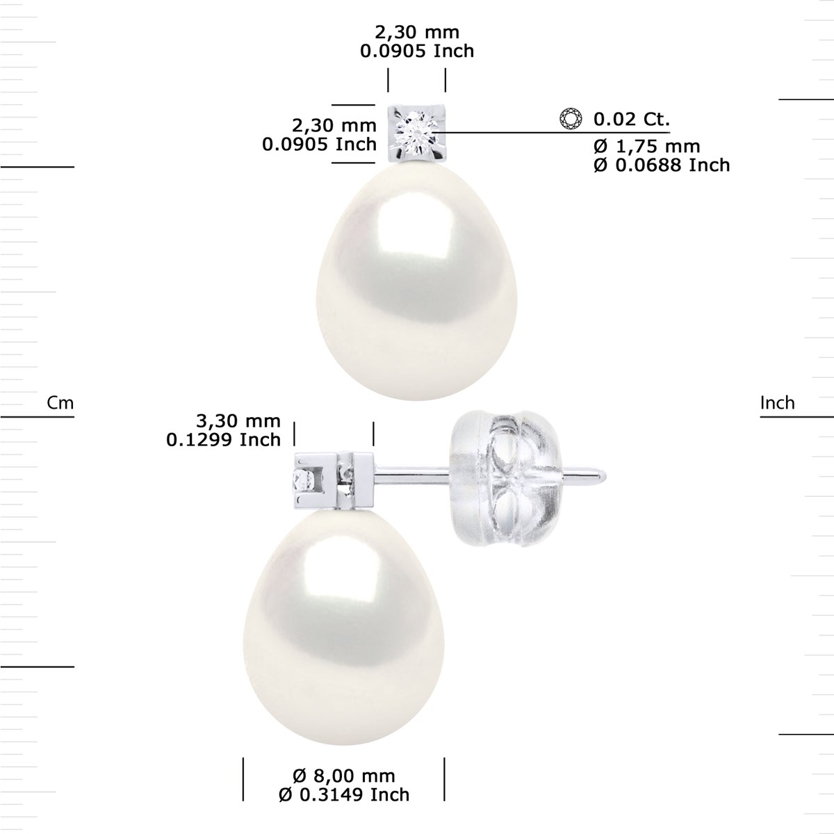 STELLA - Boucles d'Oreilles Perles 6-7 mm & Diamant Or Blanc