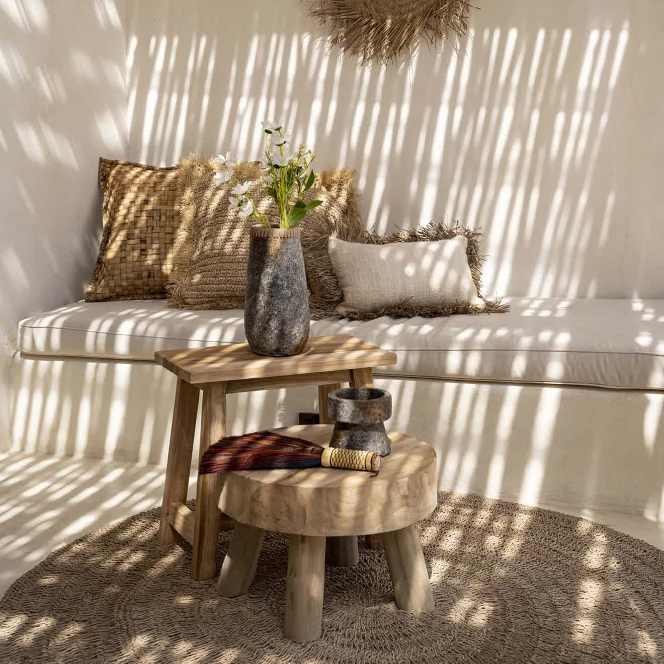 Bazar Bizar Table d'Appoint Rodhes naturelle - 45x45x30 cm