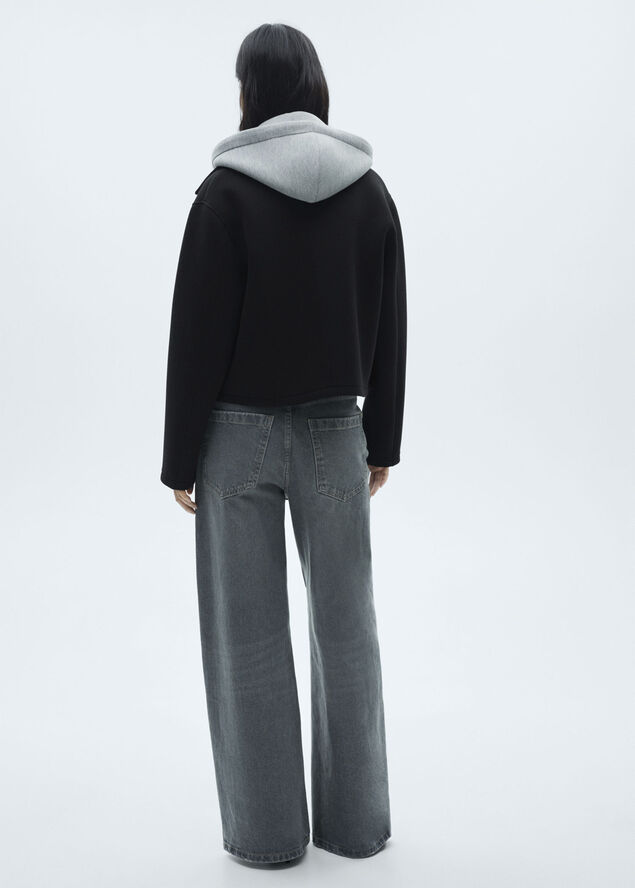 MANGO Hooded combination jacket Black