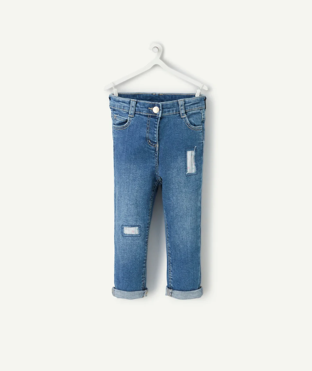 pantalon slim bébé fille en denim low impact avec effet usé