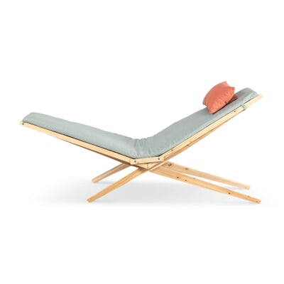 Faltliege Woodlounger, Blau/Rot