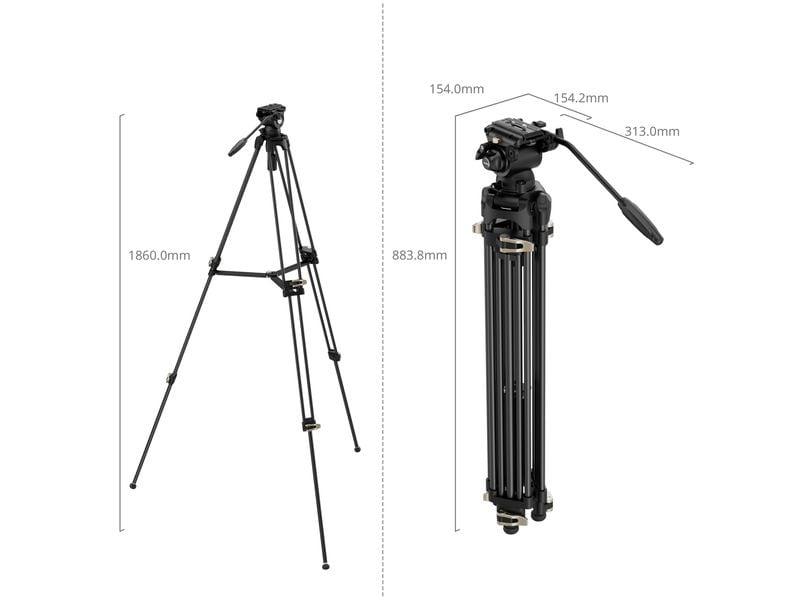 Smallrig Stativ AD-01S Heavy-Duty Fluid Head Stativ-Kit