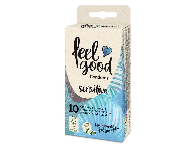 feelgood Kondome Sensitive 8 x 10 Stück Vegane, extra feuchte Präservative