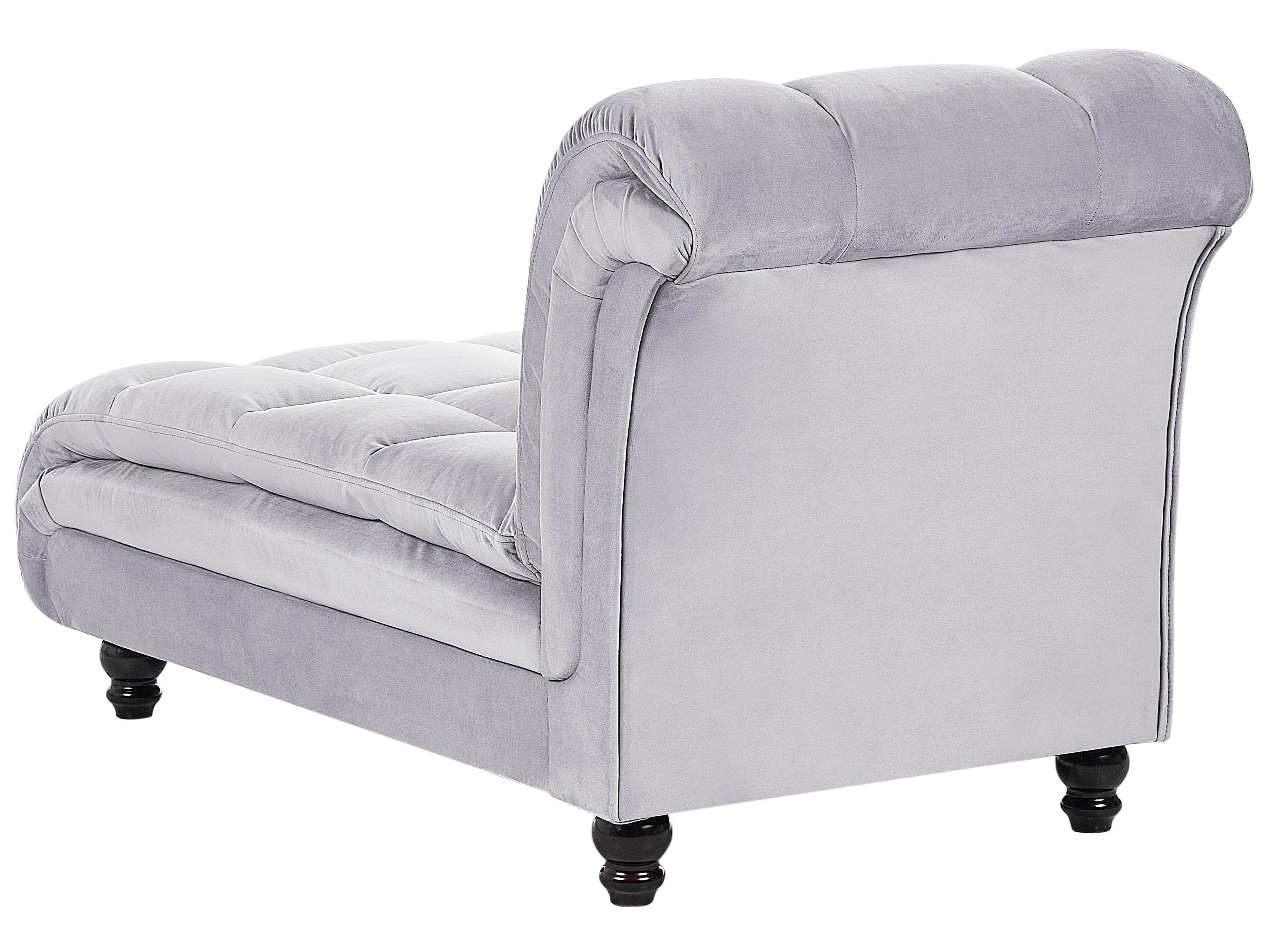 Rechtszijdige chaise longue LORMONT Fluweel Lichtgrijs